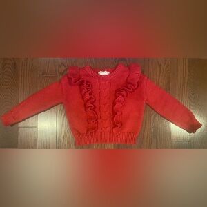 btween Sweater Size 4T Red Ruffled Front And Shoulder